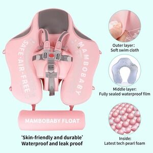 NEW Mambo Baby Deluxe Float or Swim Canopy Tail Pink Unicorn 5 Point Harness